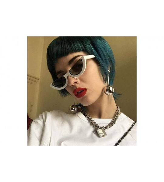 Aviator Cool Trendy Half Frame Rimless Cat Eye Sunglasses Women Fashion Clear Black - Cyellow - C418XEC5S7G $17.40