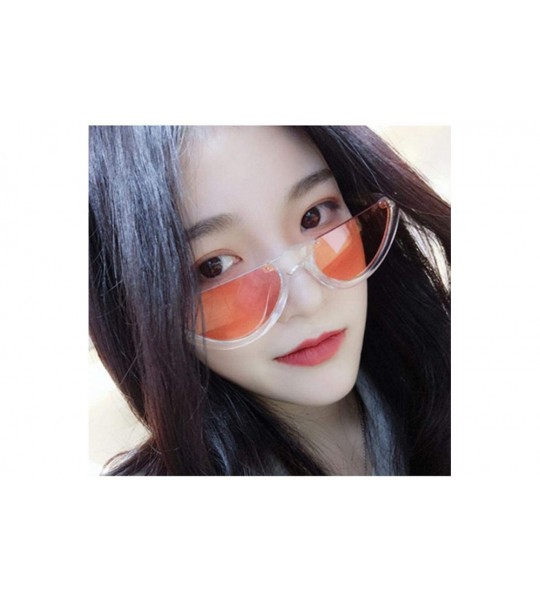 Aviator Cool Trendy Half Frame Rimless Cat Eye Sunglasses Women Fashion Clear Black - Cyellow - C418XEC5S7G $17.40