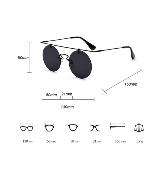 Round Rimless Sunglasses for Women Flat Top Vintage Round Sun Glasses Men Retro Unisex (silver with black) - CX18GLCMQ5S $21.15