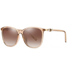 Round Classic Oversized Polarized Women Sunglasses UV400 Pearl Eyeglasses BL062 - Brown Frame Brown Lens - CB18MGXZSLI $18.65