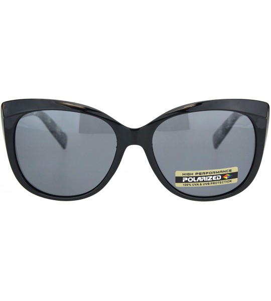 Butterfly Womens Polarized Lens Sunglasses Square Butterfly Frame Lace Design UV400 - Black (Black) - C3194AL0ALZ $23.16