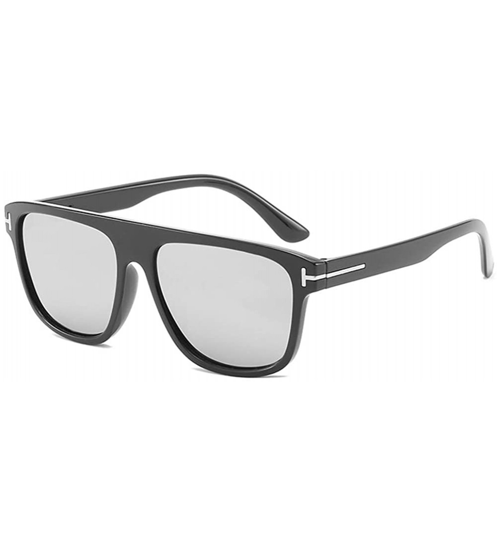Square Unisex Sunglasses Fashion Bright Black Grey Drive Holiday Square Non-Polarized UV400 - Bright Black White - C318RLSNYI...