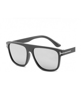 Square Unisex Sunglasses Fashion Bright Black Grey Drive Holiday Square Non-Polarized UV400 - Bright Black White - C318RLSNYI...