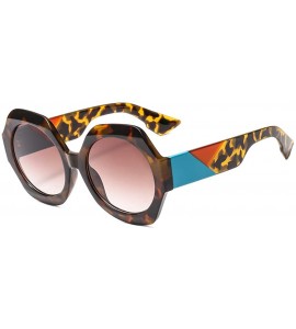 Round Mixed Colors Arm Retro Polygon Sunglasses Women Brand Designer Fashion Round Sun Glasses UV400 - Leopard - CA18NN9GLH7 ...