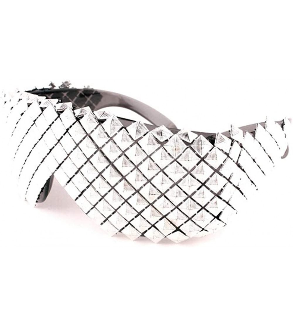 Wrap Punk Rocker Large Shield Spike Fashion Novelty Party Dance Sunglasses - Silver - C918HN577RW $40.83