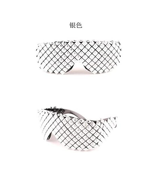 Wrap Punk Rocker Large Shield Spike Fashion Novelty Party Dance Sunglasses - Silver - C918HN577RW $40.83