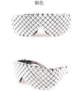 Wrap Punk Rocker Large Shield Spike Fashion Novelty Party Dance Sunglasses - Silver - C918HN577RW $40.83