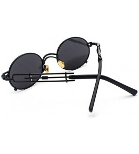 Oval Steampunk Sunglasses Men Vintage Oval Sun Glasses For Women Summer 2018 UV800 - Full Black - CO18D4L3N52 $19.48