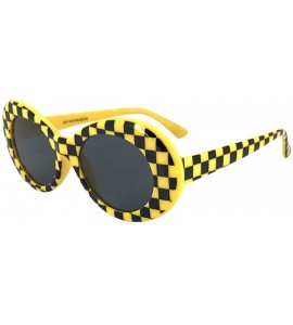 Goggle Retro Vintage Clout Unisex Sunglasses Rapper Oval Shades Grunge Goggles (Yellow Checker) - Yellow Checker - CK195NKU2N...