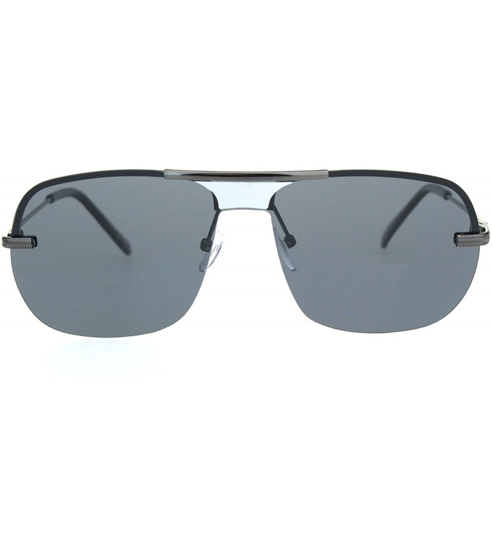 Rimless Polarized Mens Rimless Rectangular Flat Top Mob Pilots Sunglasses - Gunmetal Black - C318OWAG6RR $25.76