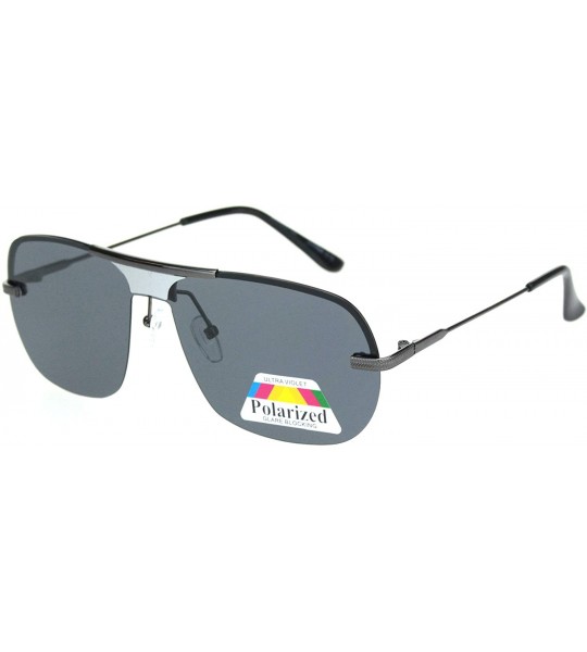 Rimless Polarized Mens Rimless Rectangular Flat Top Mob Pilots Sunglasses - Gunmetal Black - C318OWAG6RR $25.76