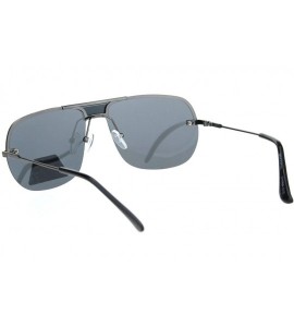 Rimless Polarized Mens Rimless Rectangular Flat Top Mob Pilots Sunglasses - Gunmetal Black - C318OWAG6RR $25.76