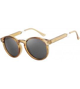 Sport Classic Vintage Circle Frame Sunglasses for Men Women HD2004 - Coffee - C017YCMGWEU $40.14