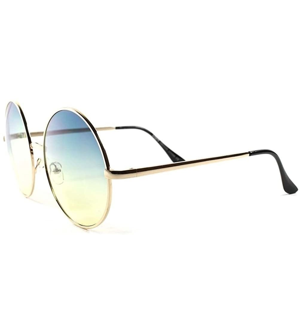 Oversized Two Tone Lens Vintage Retro Oversized Round Hot Womens Sunglasses - Gold 3 - CY189AMOSYG $23.63