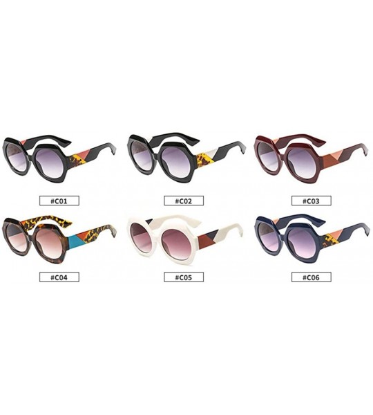 Round Mixed Colors Arm Retro Polygon Sunglasses Women Brand Designer Fashion Round Sun Glasses UV400 - Leopard - CA18NN9GLH7 ...