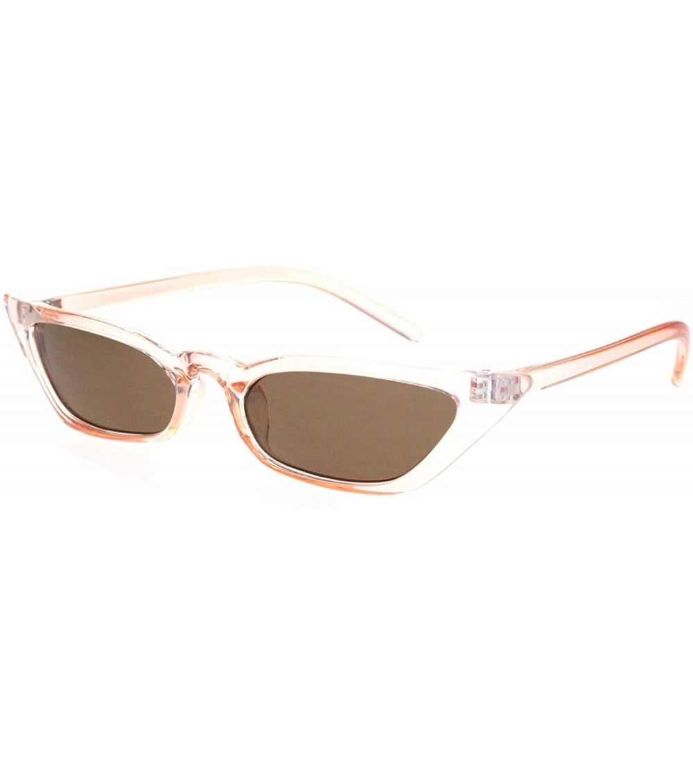 Cat Eye Womens Narrow Owl Shape Plastic Cat Eye Sunglasses - Peach Brown - CG18OCZ4ZYG $18.09