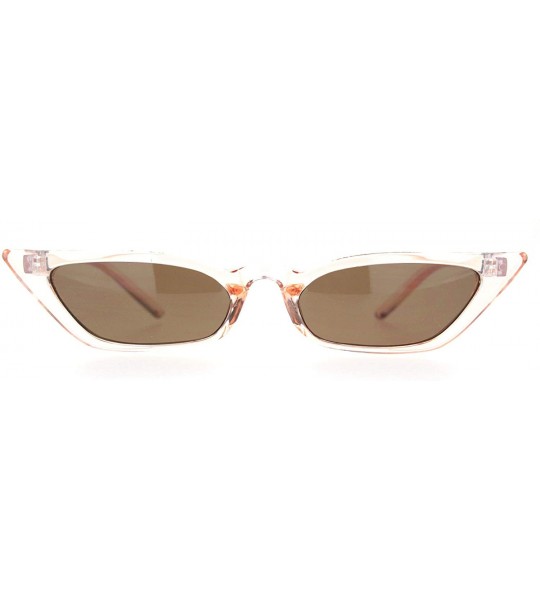 Cat Eye Womens Narrow Owl Shape Plastic Cat Eye Sunglasses - Peach Brown - CG18OCZ4ZYG $18.09