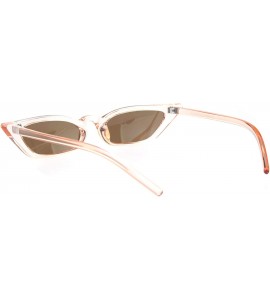 Cat Eye Womens Narrow Owl Shape Plastic Cat Eye Sunglasses - Peach Brown - CG18OCZ4ZYG $18.09