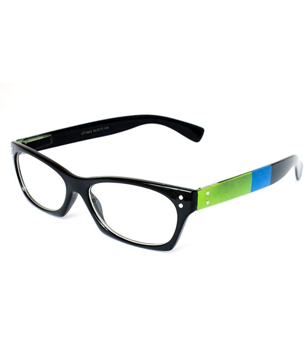 Oversized Unisex Squared Frame Two Tone Colors Clear Lens Glasses - Green - CY11YN6N8SP $18.66