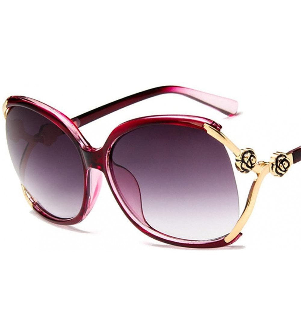 Oversized Sunglasses Women UV Protection Fashion Rimmed Metal Outdoor Travel Summer - Purple - CV18G3SZ26S $22.23