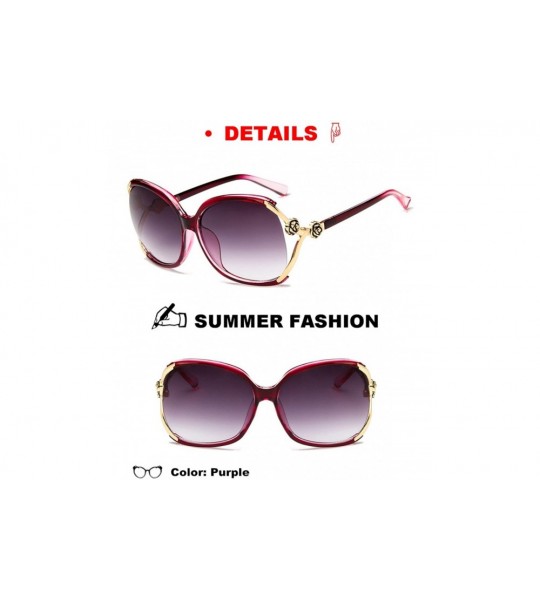 Oversized Sunglasses Women UV Protection Fashion Rimmed Metal Outdoor Travel Summer - Purple - CV18G3SZ26S $22.23