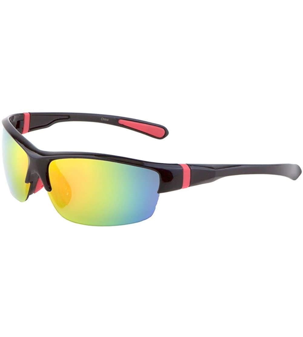 Wayfarer Men Sport Wrap Around Sunglasses Driving Motocycle Sport Golf Eyewear - Mj0084-red - C517Z60OT72 $20.18