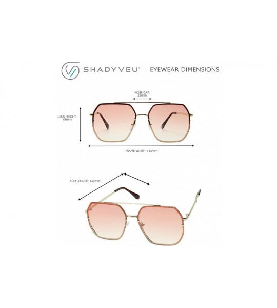 Square Large Oversize Retro Chic Heptagon Sunglasses Flat Lens Geometric Metal Frame Women's Fashion Shades - Brown - CV18XAX...