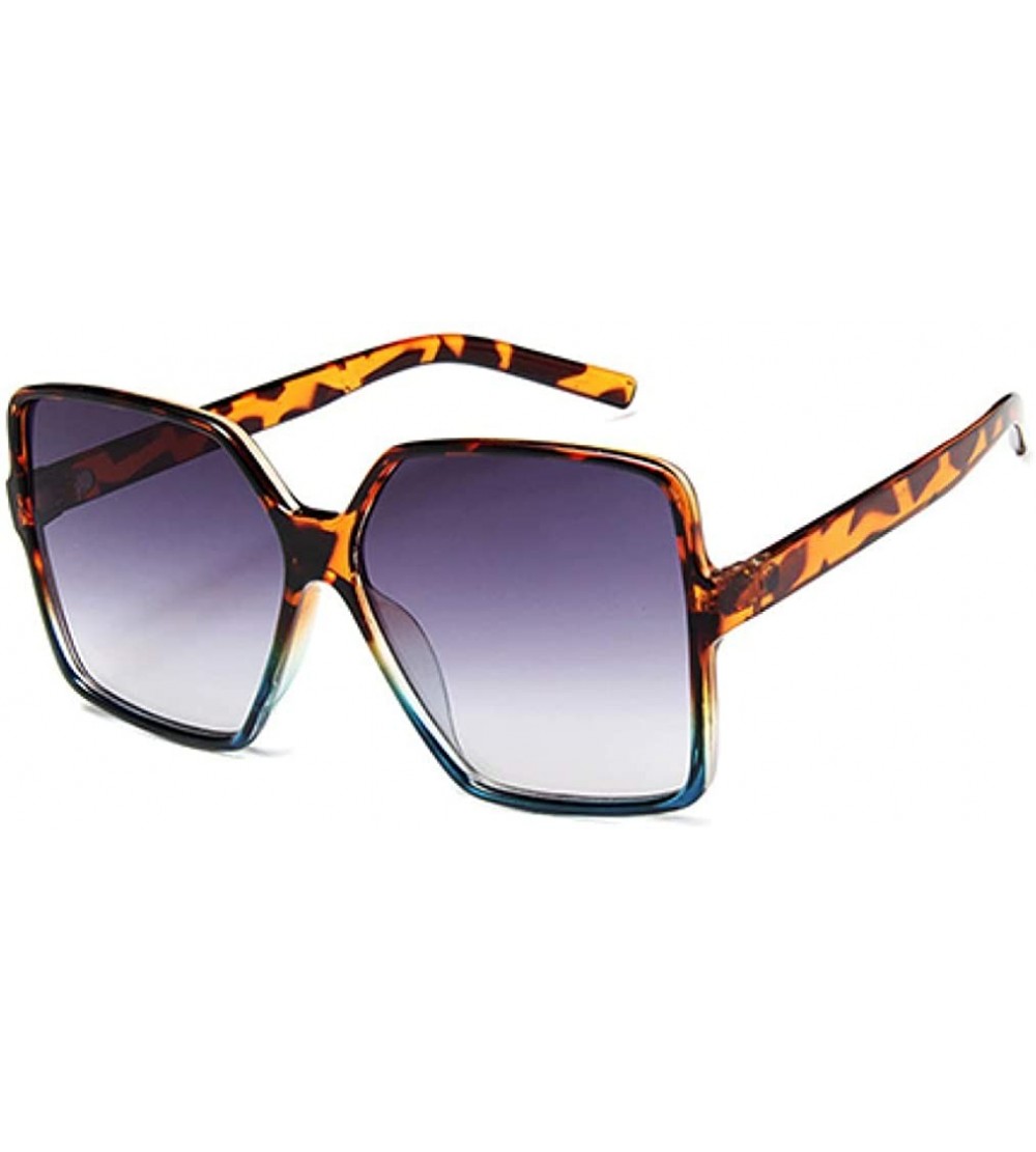 Square Sexy Leopard Oversized Square Sunglasses Men Lens Big Frame Sun Glasses Women UV400 Silver Gradient Eyewear - CW18U8EA...