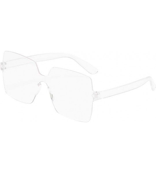 Semi-rimless Sunglasses Oversized Rimless Transparent - Q - CF194YHX366 $17.05
