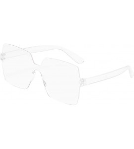 Semi-rimless Sunglasses Oversized Rimless Transparent - Q - CF194YHX366 $17.05