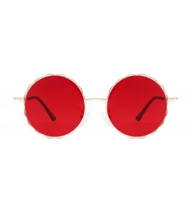 Square Round Hippie Metal Sunglasses for Women Man Retro Vintage Wave-shaped Sun Glasses - Red Metal - CX18S6S0K5N $20.22