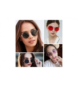 Square Round Hippie Metal Sunglasses for Women Man Retro Vintage Wave-shaped Sun Glasses - Red Metal - CX18S6S0K5N $20.22