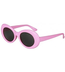 Round Bold Retro Oval Mod Thick Frame Sunglasses Round Lens Kurt Cobain Clout Goggles - Pink - CK18HLYM8Y7 $17.96