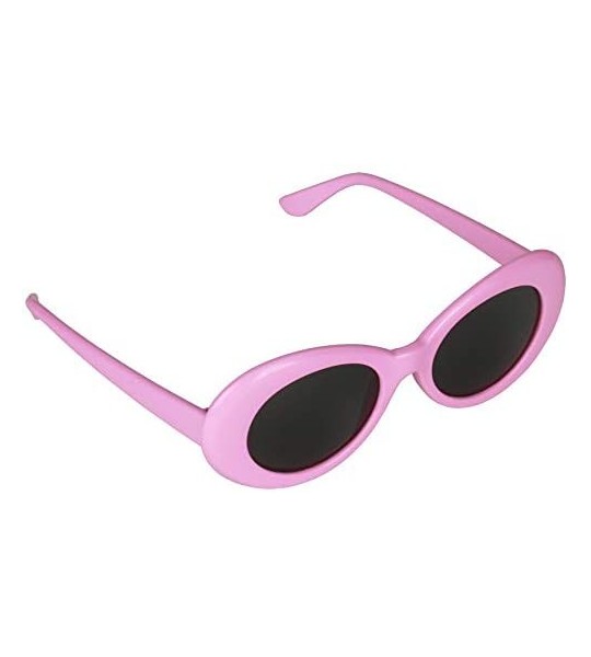 Round Bold Retro Oval Mod Thick Frame Sunglasses Round Lens Kurt Cobain Clout Goggles - Pink - CK18HLYM8Y7 $17.96