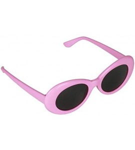 Round Bold Retro Oval Mod Thick Frame Sunglasses Round Lens Kurt Cobain Clout Goggles - Pink - CK18HLYM8Y7 $17.96