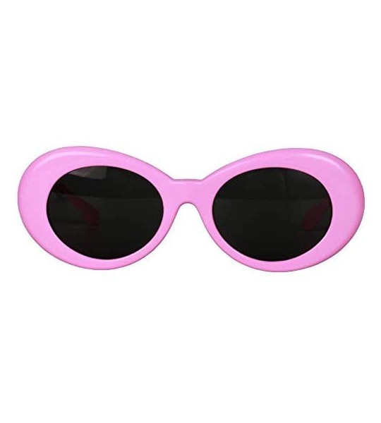 Round Bold Retro Oval Mod Thick Frame Sunglasses Round Lens Kurt Cobain Clout Goggles - Pink - CK18HLYM8Y7 $17.96