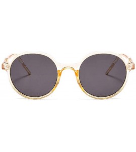 Round Women Fashion Eyewear Round Beach Sunglasses with Case UV400 Protection - Champagne Frame/Grey Lens - C618WSNOOZD $19.04