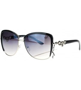 Square Vintage Designer Oversized Square Butterfly Frame Womens Sunglasses - Black - CT11UTS39P3 $18.41