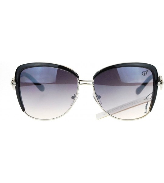 Square Vintage Designer Oversized Square Butterfly Frame Womens Sunglasses - Black - CT11UTS39P3 $18.41