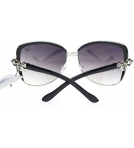 Square Vintage Designer Oversized Square Butterfly Frame Womens Sunglasses - Black - CT11UTS39P3 $18.41