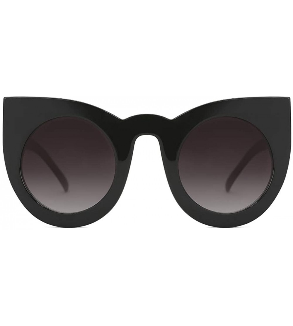 Round Oversized Sunglasses for Women Handmade Jeweled Cateye Rectangle Sunglasses - 06-black/Grey - CG1839IEYRD $29.50