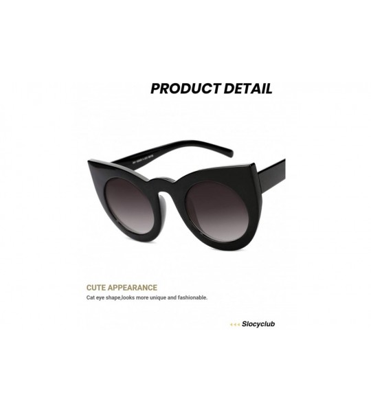 Round Oversized Sunglasses for Women Handmade Jeweled Cateye Rectangle Sunglasses - 06-black/Grey - CG1839IEYRD $29.50