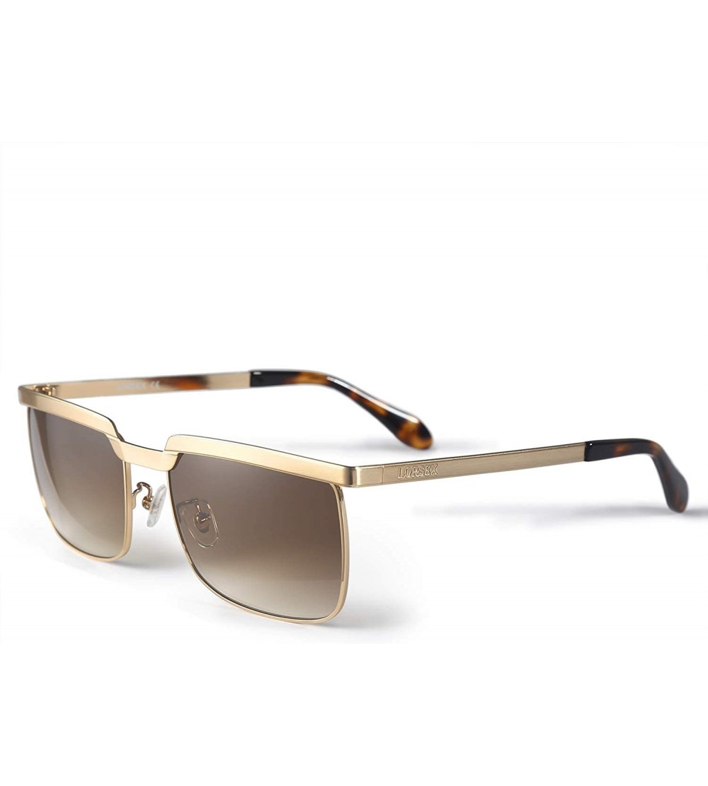 Rimless Sunglasses for Men UV Protection Retro Driving Fishing Golf Sun Glasses - Brown - CG18NOA4T0O $65.69