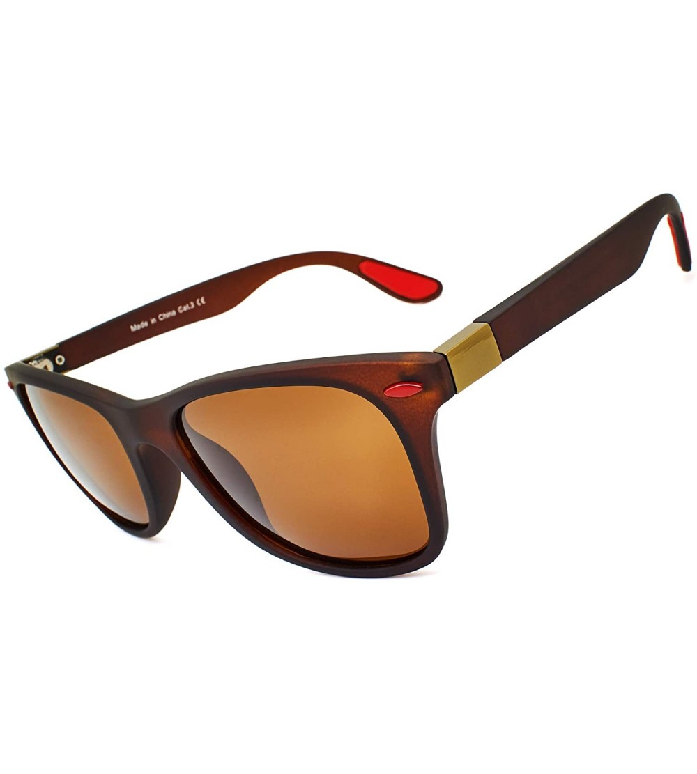Wayfarer HD Vision Polarized Sunglasses for Women mens Vintage Sun Glasses Mirror - Brown Frame/Brown Lens - CH18HZHMURC $19.67