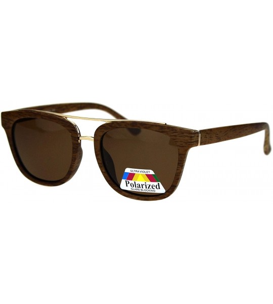 Rectangular Polarized Mod Horn Rim Designer Light Weight Fashion Sunglasses - Light Wood Brown - C218LMUROYW $23.40