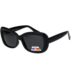 Rectangular Womens Polarized Antiglare Lens Mod Rounded Rectangle Plastic Rim Sunglasses - All Black - C218IHOKK9Q $23.49