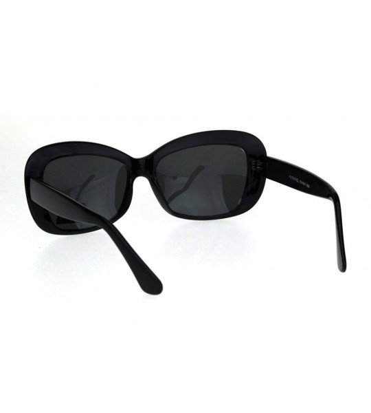 Rectangular Womens Polarized Antiglare Lens Mod Rounded Rectangle Plastic Rim Sunglasses - All Black - C218IHOKK9Q $23.49