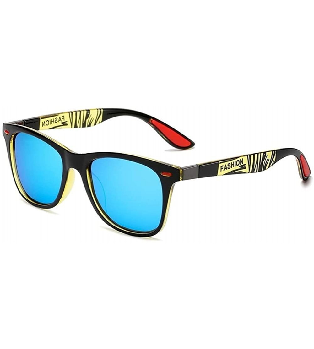 Goggle Classic Polarized Sunglasses Vintage - C6black Yellow Blue - C3199KAMOT9 $22.85