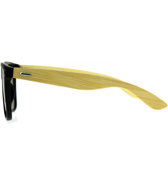 Oversized Mens Bamboo Wood Arm Horn Rim Hipster Color Mirror Sunglasses - Teal - C0180WIWENW $24.79