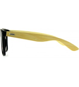 Oversized Mens Bamboo Wood Arm Horn Rim Hipster Color Mirror Sunglasses - Teal - C0180WIWENW $24.79